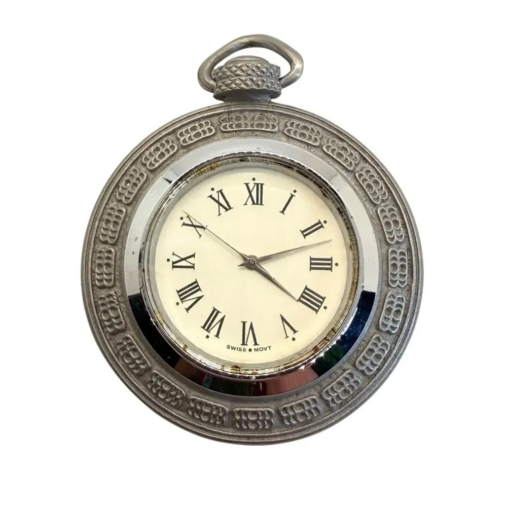 VTG Kangnam University Pewter Pocket Watch‎ Clock Roman Numeral South Korea Gift